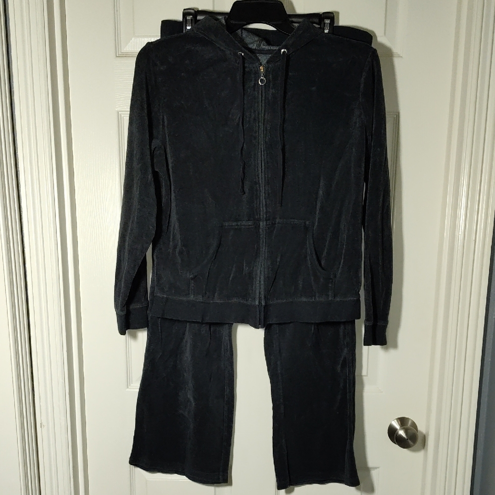 New York & Company Black Velour Track Pants Y2K